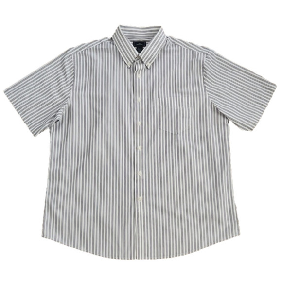 3/$20 Dockers White Striped Wrinkle Free Button-Up Shirt - Picture 1 of 10